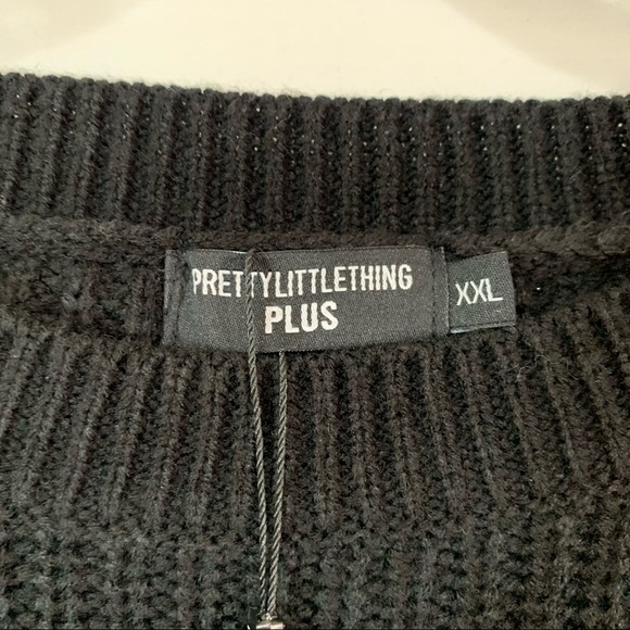 Pretty Little Thing Plus Black Round Neck Side Split Sweater Size XXL - Picture 5 of 7